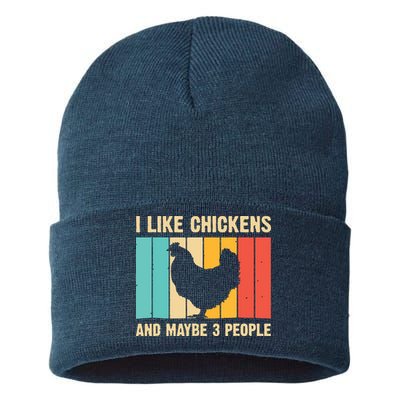 Funny Chicken Design Chicken Lover Men Women Farmers Life Sustainable Knit Beanie