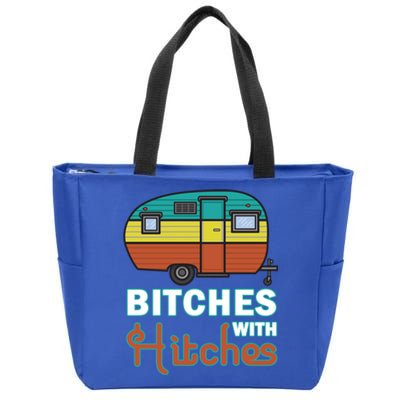 Funny Camping Design Vintage Rv Camper Bitches With Hitches Cute Gift Zip Tote Bag