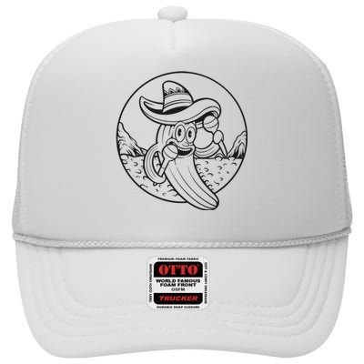 Funny Cinco De Mayo Cactus Mexican Monochrome High Crown Mesh Back Trucker Hat