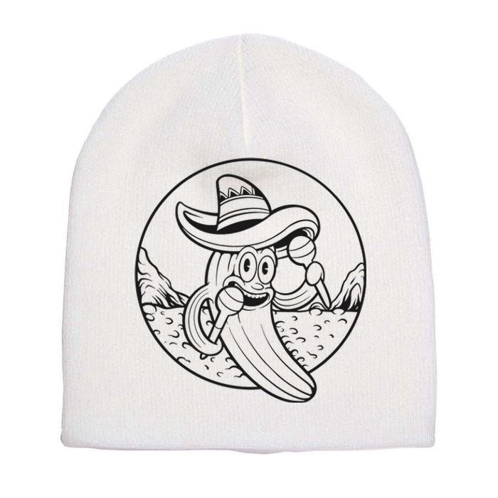 Funny Cinco De Mayo Cactus Mexican Monochrome Short Acrylic Beanie