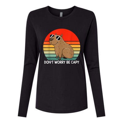 Funny Capybara Don't Be Worry Be Capy Funny Capybara Costume Womens Cotton Relaxed Long Sleeve T-Shirt