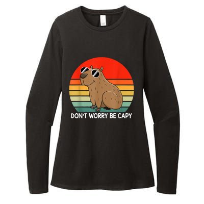 Funny Capybara Don't Be Worry Be Capy Funny Capybara Costume Womens CVC Long Sleeve Shirt