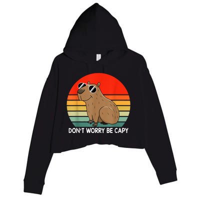 Funny Capybara Don't Be Worry Be Capy Funny Capybara Costume Crop Fleece Hoodie