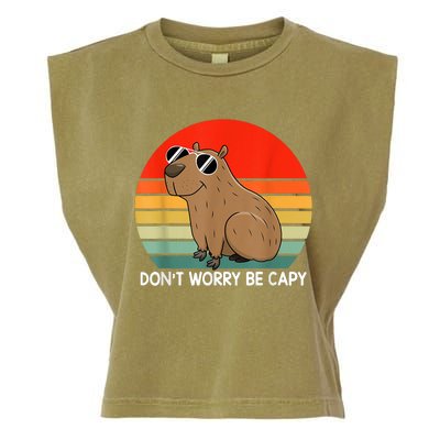 Funny Capybara Don't Be Worry Be Capy Funny Capybara Costume Garment-Dyed Women's Muscle Tee