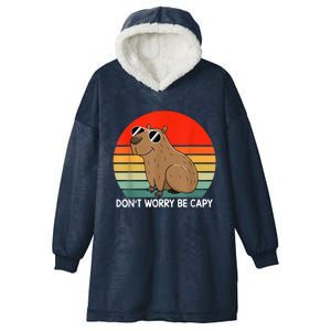 Funny Capybara Don't Be Worry Be Capy Funny Capybara Costume Hooded Wearable Blanket