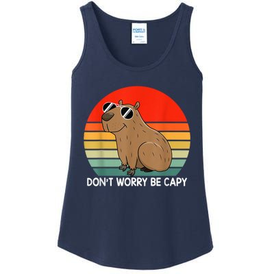 Funny Capybara Don't Be Worry Be Capy Funny Capybara Costume Ladies Essential Tank