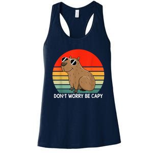 Funny Capybara Don't Be Worry Be Capy Funny Capybara Costume Women's Racerback Tank