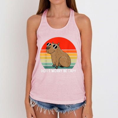 Funny Capybara Don't Be Worry Be Capy Funny Capybara Costume Women's Knotted Racerback Tank