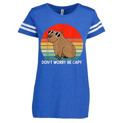 Funny Capybara Don't Be Worry Be Capy Funny Capybara Costume Enza Ladies Jersey Football T-Shirt