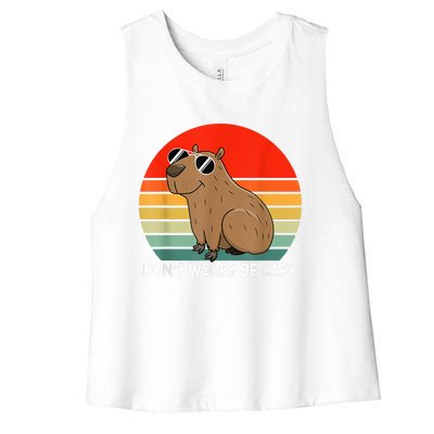 Funny Capybara Don't Be Worry Be Capy Funny Capybara Costume Women's Racerback Cropped Tank