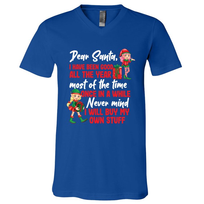 Funny Christmas Dear Santa I Will Buy My Own Stuff Funny Gift V-Neck T-Shirt