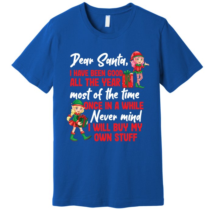 Funny Christmas Dear Santa I Will Buy My Own Stuff Funny Gift Premium T-Shirt