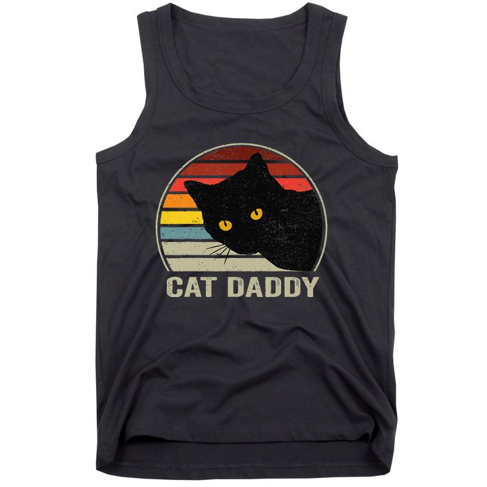 Funny Cat Dad Shirt, Cat Daddy Vintage Cat 80s Retro Style For  Tank Top