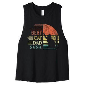 Funny Cat Daddy Fathers Day Cat Best Cat Dad Ever Women's Racerback Cropped Tank