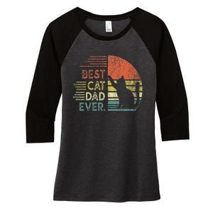 Funny Cat Daddy Fathers Day Cat Best Cat Dad Ever Women's Tri-Blend 3/4-Sleeve Raglan Shirt