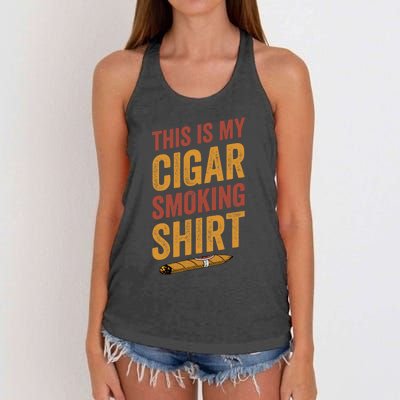 For Cigar Dad This Is My Cigar Smoking Women's Knotted Racerback Tank