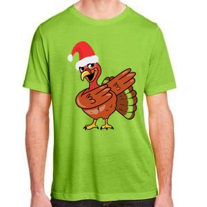 Funny Christmas Dabbing Turkey Santa Costume Xmas Dab Cute Gift Adult ChromaSoft Performance T-Shirt