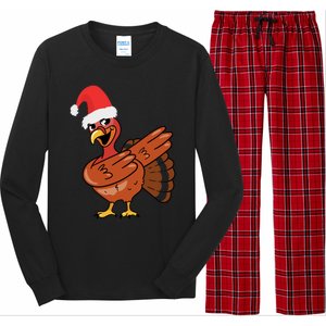 Funny Christmas Dabbing Turkey Santa Costume Xmas Dab Cute Gift Long Sleeve Pajama Set