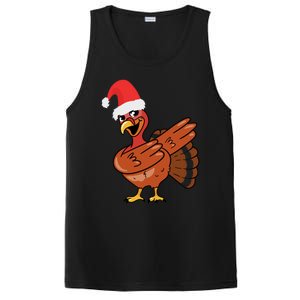 Funny Christmas Dabbing Turkey Santa Costume Xmas Dab Cute Gift PosiCharge Competitor Tank