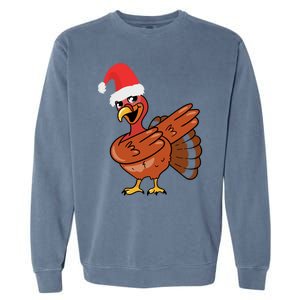 Funny Christmas Dabbing Turkey Santa Costume Xmas Dab Cute Gift Garment-Dyed Sweatshirt