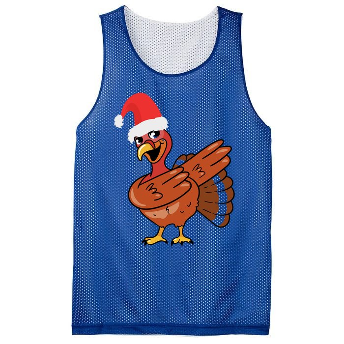 Funny Christmas Dabbing Turkey Santa Costume Xmas Dab Cute Gift Mesh Reversible Basketball Jersey Tank