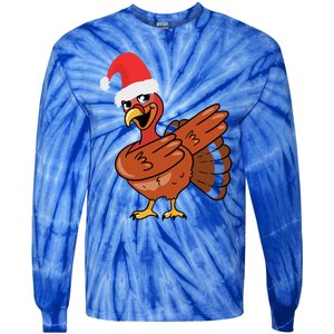 Funny Christmas Dabbing Turkey Santa Costume Xmas Dab Cute Gift Tie-Dye Long Sleeve Shirt