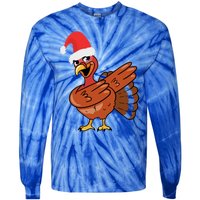 Funny Christmas Dabbing Turkey Santa Costume Xmas Dab Cute Gift Tie-Dye Long Sleeve Shirt