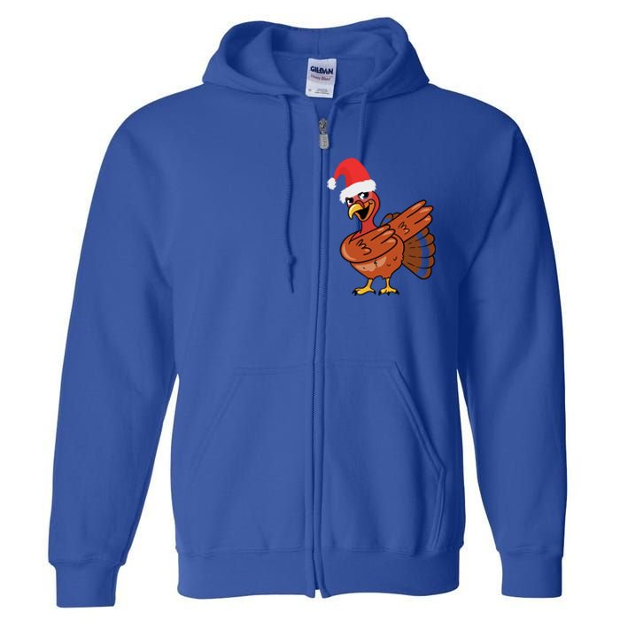 Funny Christmas Dabbing Turkey Santa Costume Xmas Dab Cute Gift Full Zip Hoodie