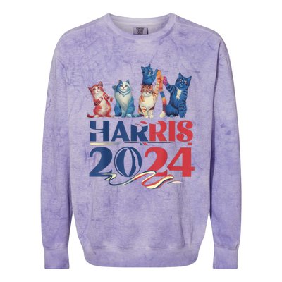 Funny Cat Design Kamala Harris 2024 Childless Cat Lady Colorblast Crewneck Sweatshirt