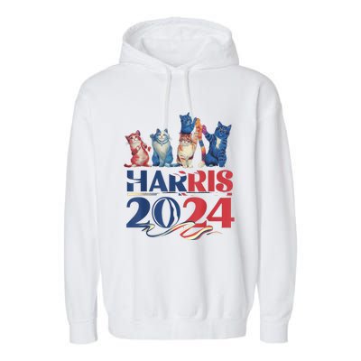 Funny Cat Design Kamala Harris 2024 Childless Cat Lady Garment-Dyed Fleece Hoodie