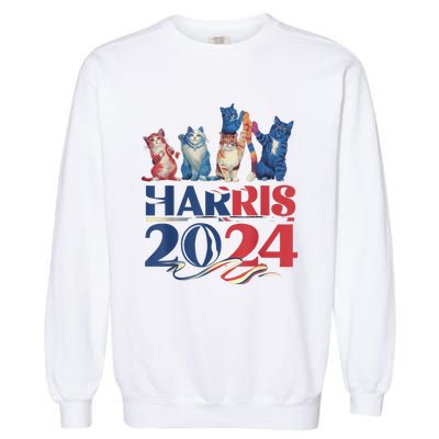 Funny Cat Design Kamala Harris 2024 Childless Cat Lady Garment-Dyed Sweatshirt