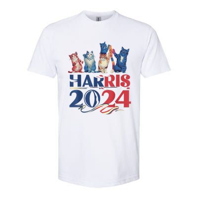 Funny Cat Design Kamala Harris 2024 Childless Cat Lady Softstyle CVC T-Shirt