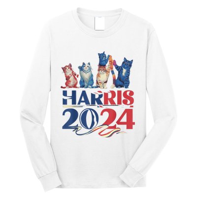 Funny Cat Design Kamala Harris 2024 Childless Cat Lady Long Sleeve Shirt