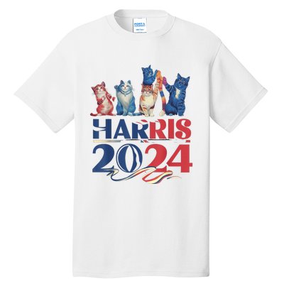 Funny Cat Design Kamala Harris 2024 Childless Cat Lady Tall T-Shirt