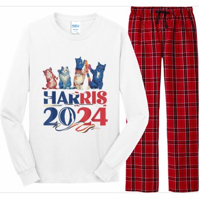 Funny Cat Design Kamala Harris 2024 Childless Cat Lady Long Sleeve Pajama Set