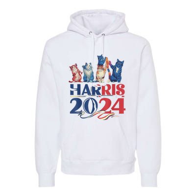 Funny Cat Design Kamala Harris 2024 Childless Cat Lady Premium Hoodie