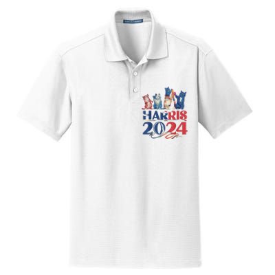 Funny Cat Design Kamala Harris 2024 Childless Cat Lady Dry Zone Grid Polo