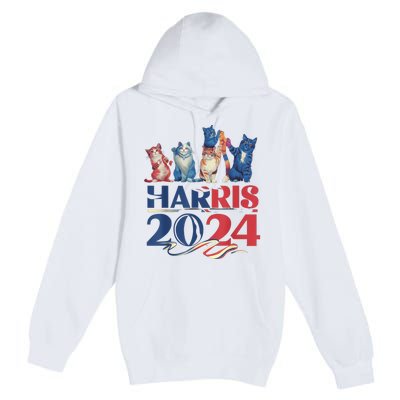 Funny Cat Design Kamala Harris 2024 Childless Cat Lady Premium Pullover Hoodie