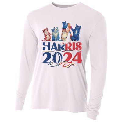 Funny Cat Design Kamala Harris 2024 Childless Cat Lady Cooling Performance Long Sleeve Crew