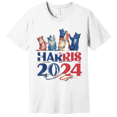 Funny Cat Design Kamala Harris 2024 Childless Cat Lady Premium T-Shirt