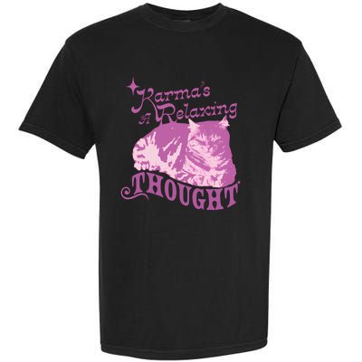 Funny Cat Design Karma Is A Relaxing Garment-Dyed Heavyweight T-Shirt