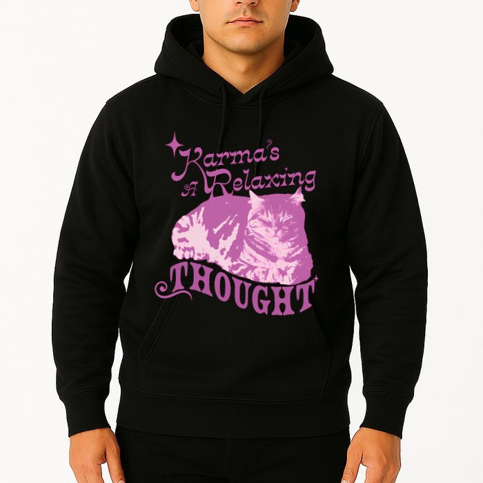 Funny Cat Design Karma Is A Relaxing Hoodie
