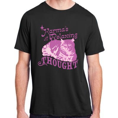 Funny Cat Design Karma Is A Relaxing Adult ChromaSoft Performance T-Shirt