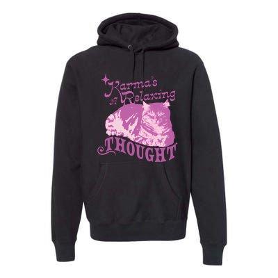 Funny Cat Design Karma Is A Relaxing Premium Hoodie