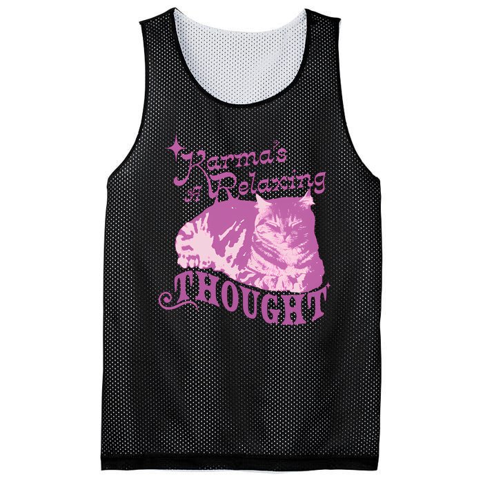 Funny Cat Design Karma Is A Relaxing Mesh Reversible Basketball Jersey Tank