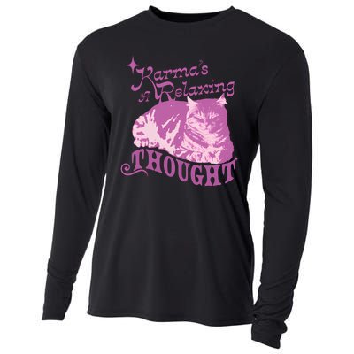 Funny Cat Design Karma Is A Relaxing Cooling Performance Long Sleeve Crew