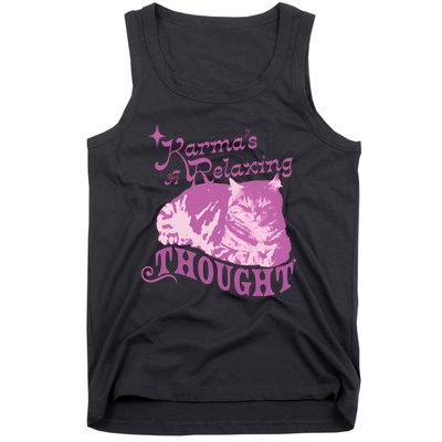 Funny Cat Design Karma Is A Relaxing Tank Top