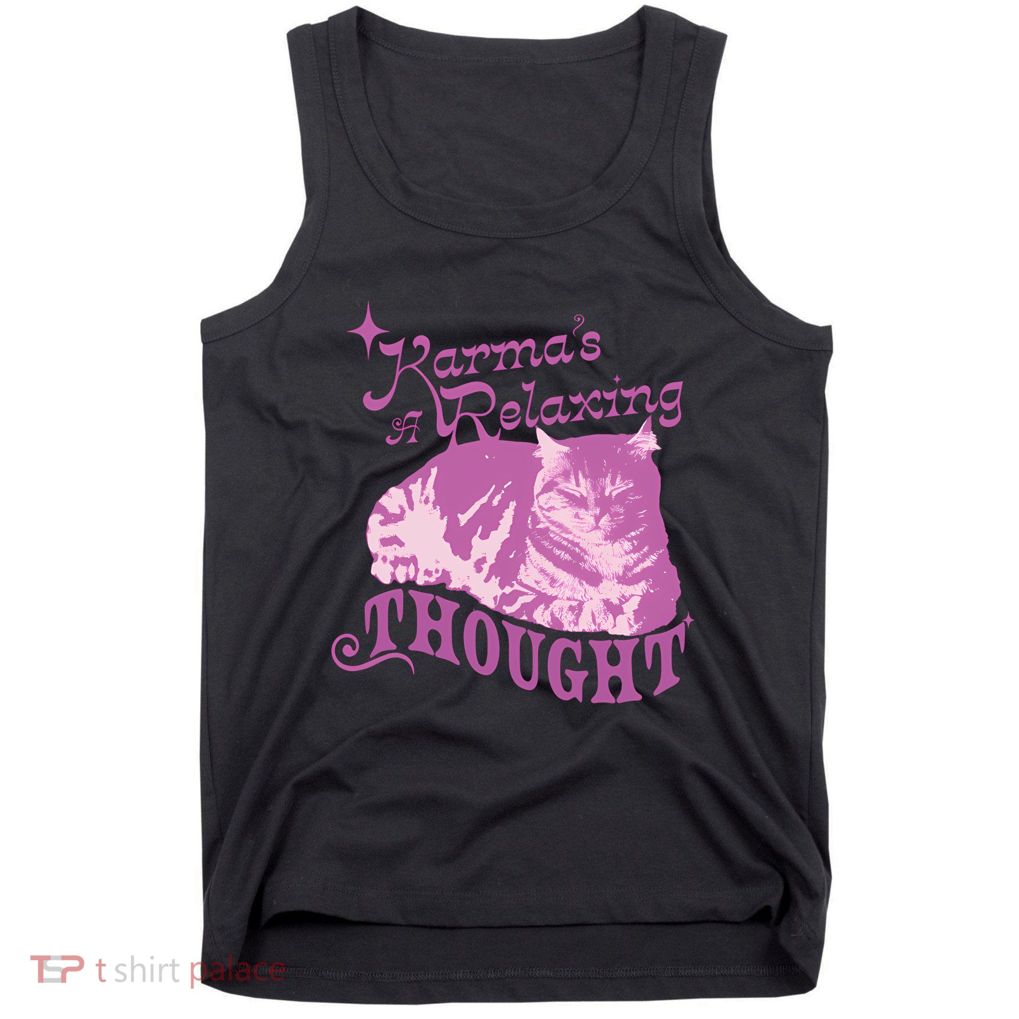 Funny Cat Design Karma Is A Relaxing Tank Top