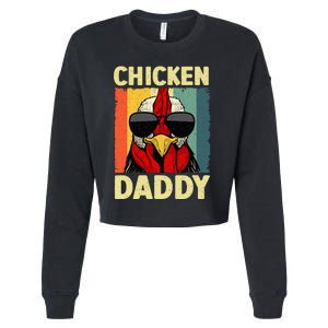 Funny Chicken Daddy Design For Dad Farmer Cropped Pullover Crew