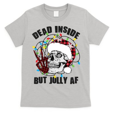 Funny Christmas Dead Inside But Jolly AF Peace Out Skull T-Shirt
